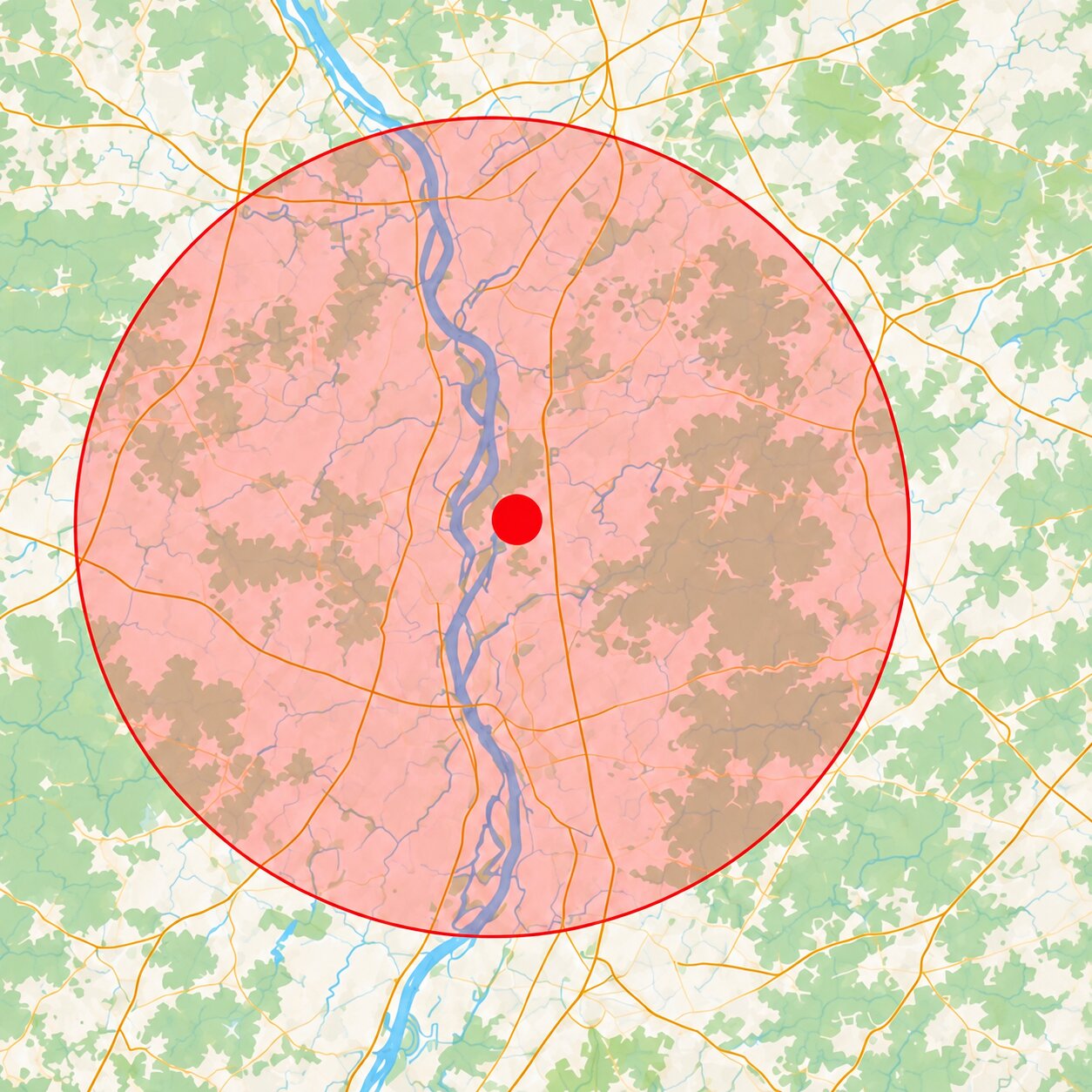 Karte des Einsatzgebiets zwischen Frankfurt am Main und Heidelberg